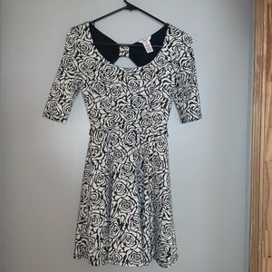 Black & White Midi Dress with Bow Detail